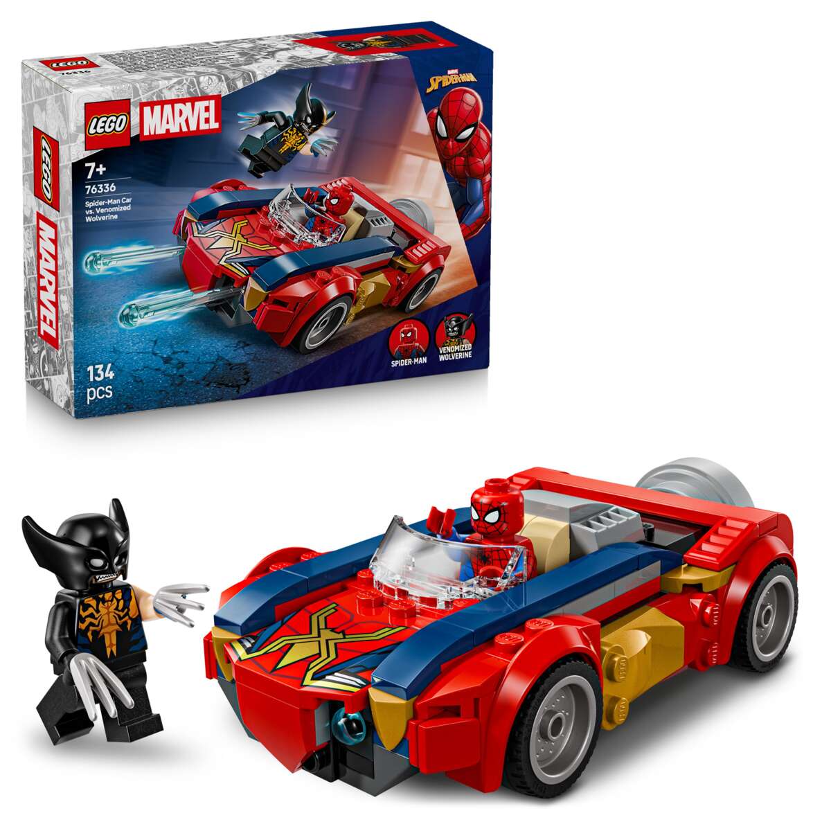 LEGO® ǀ Marvel Spider-Man i bil mot venomifisert Wolverine 76336