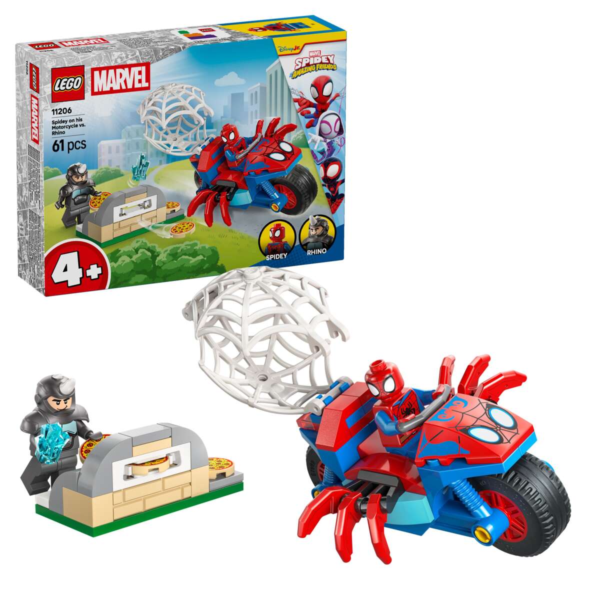 LEGO® ǀ Marvel Spidey og hans fantastiske venner Spidey på motorsykkel mot Rhino 11206