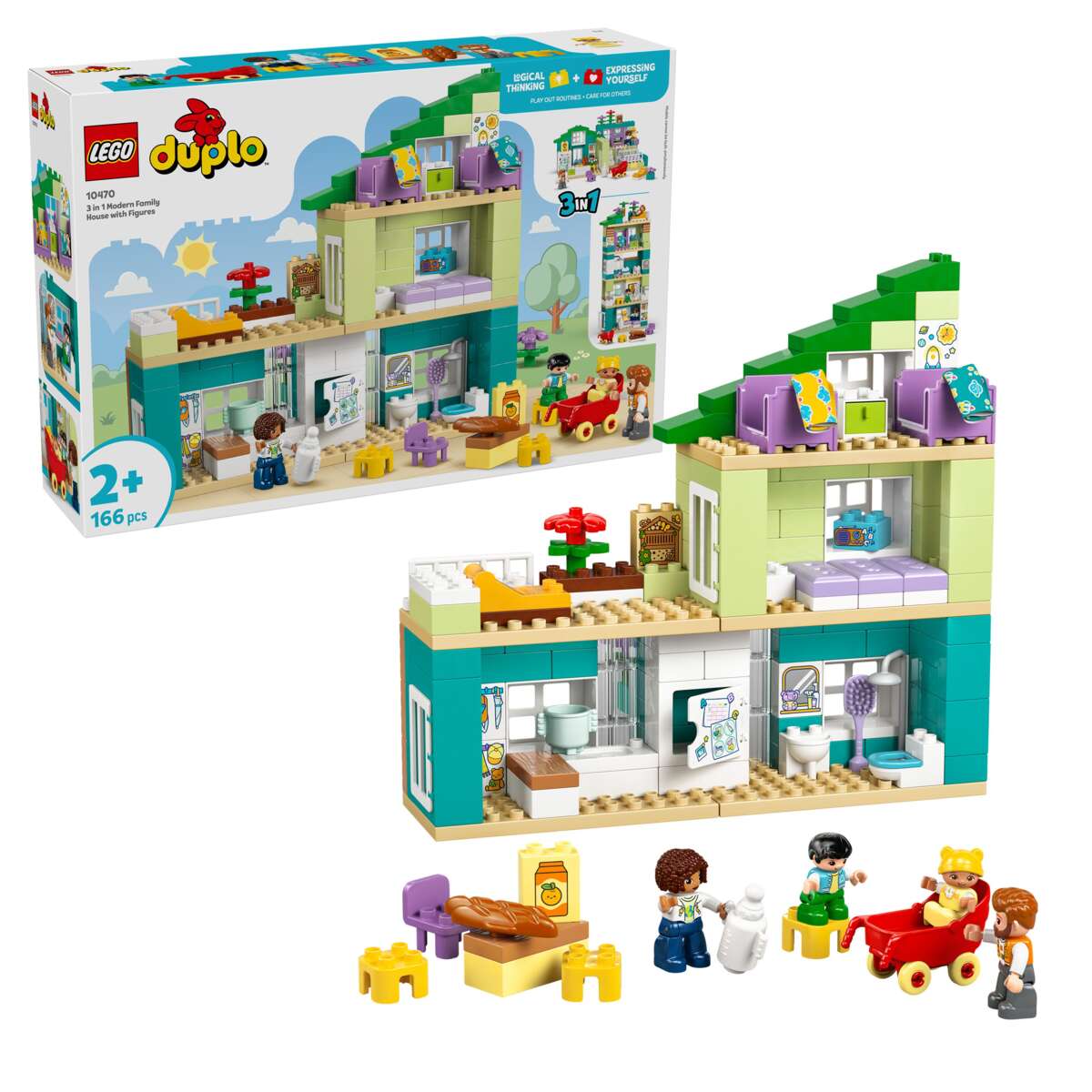 LEGO® DUPLO® Town 3-i-1 Moderne familievilla med figurer 10470