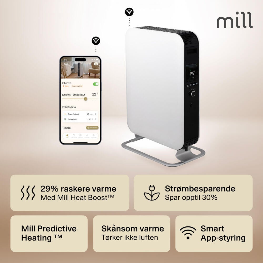 Mill Gentle AirWiFi 2000W oljefylt radiator
