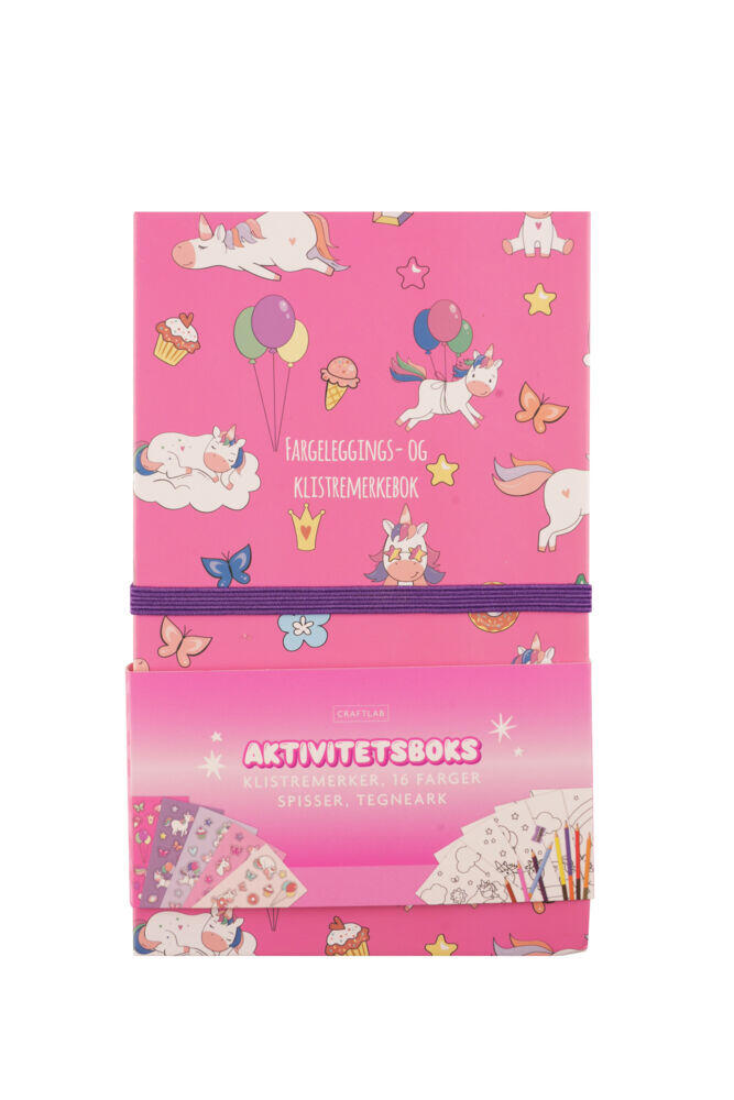 Rosa enhjørning aktivitetsbok