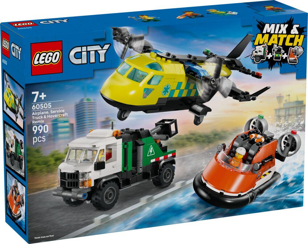 LEGO® City Fly-, servicebil- og luftputebåt-remix 60505