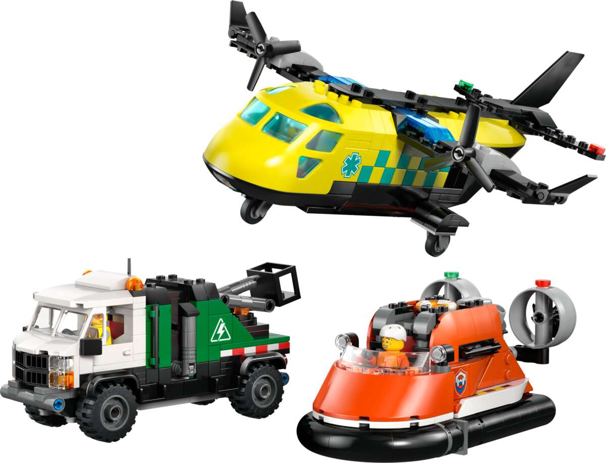 LEGO® City Fly-, servicebil- og luftputebåt-remix 60505