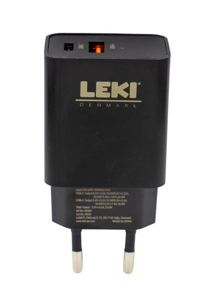 Leki Pro Hurtiglader 20W med både  USB & USB-C utganger
