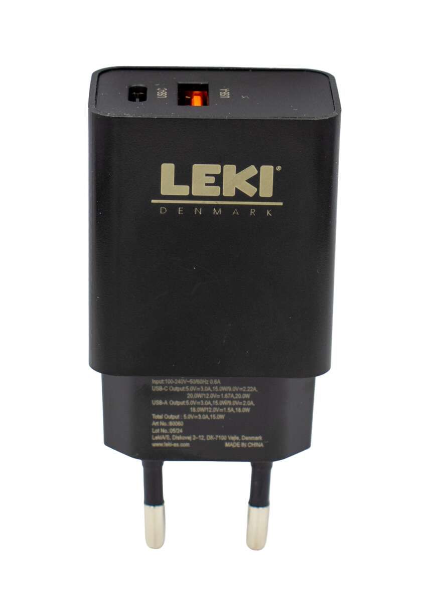 Leki Pro Hurtiglader 20W med både USB & USB-C utganger