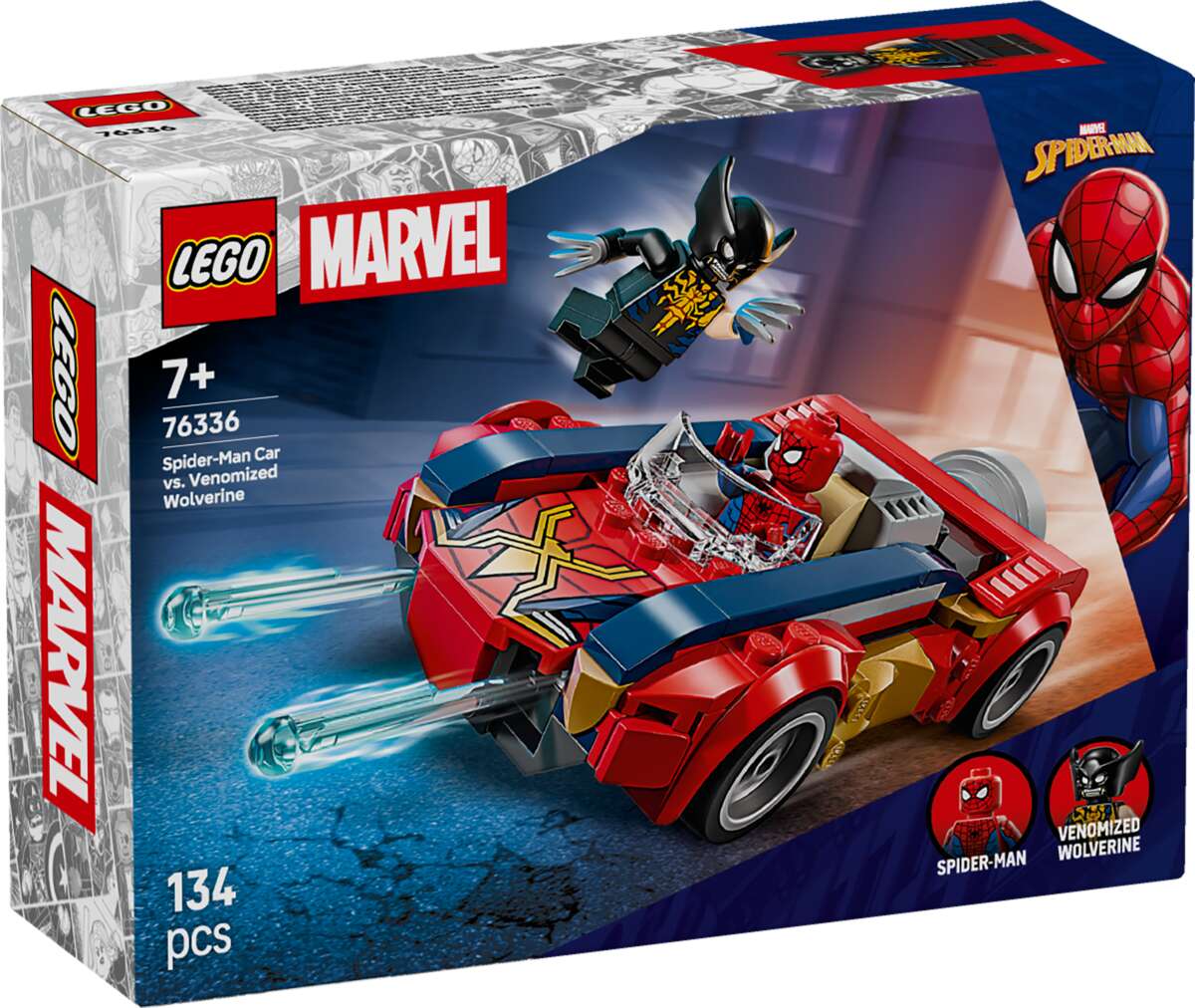 LEGO® ǀ Marvel Spider-Man i bil mot venomifisert Wolverine 76336