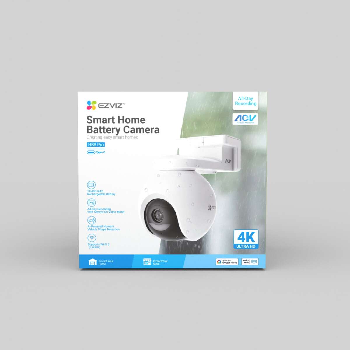 EZVIZ HB8 Pro 4K batteridrevet Wi-Fi sikkerhetskamera