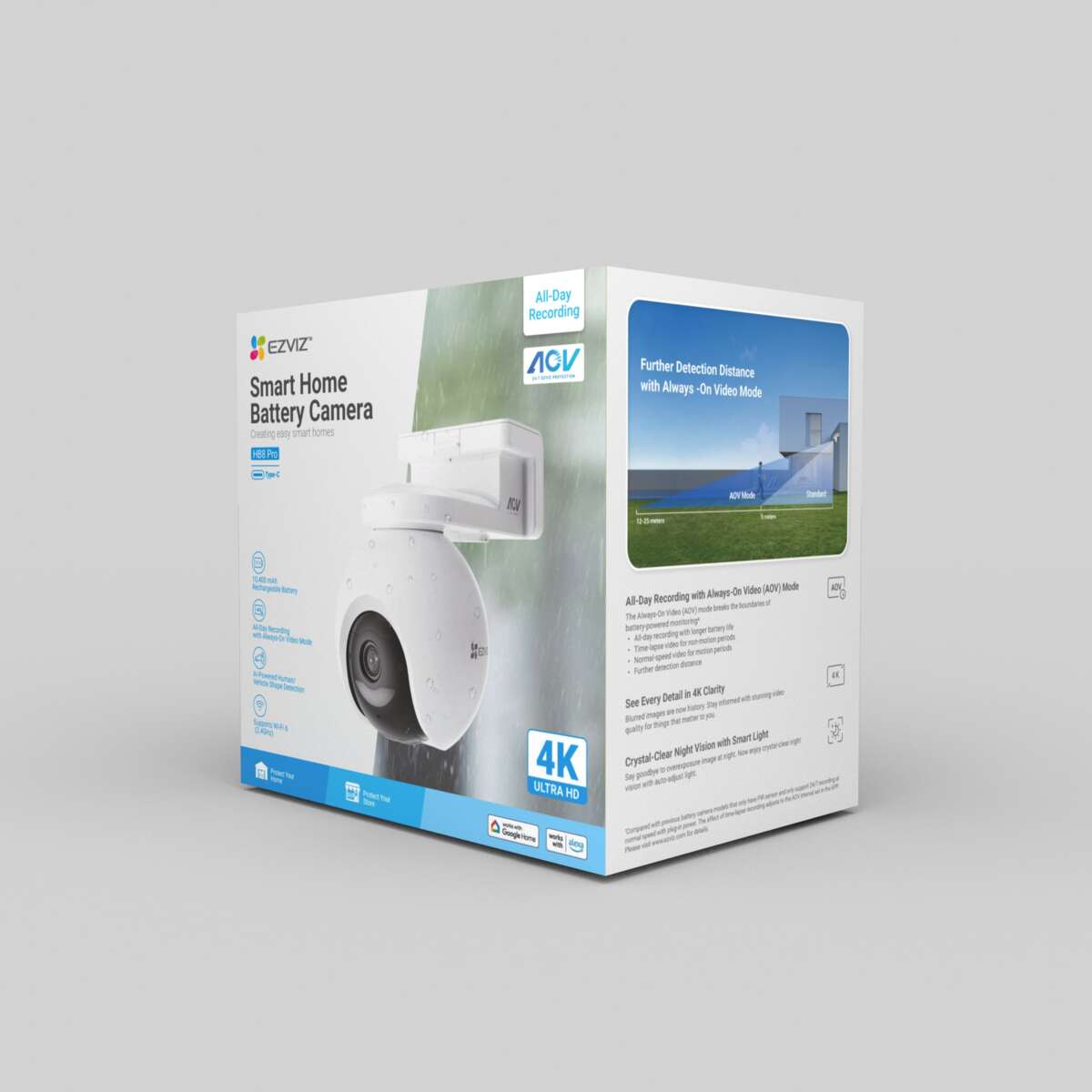 EZVIZ HB8 Pro 4K batteridrevet Wi-Fi sikkerhetskamera