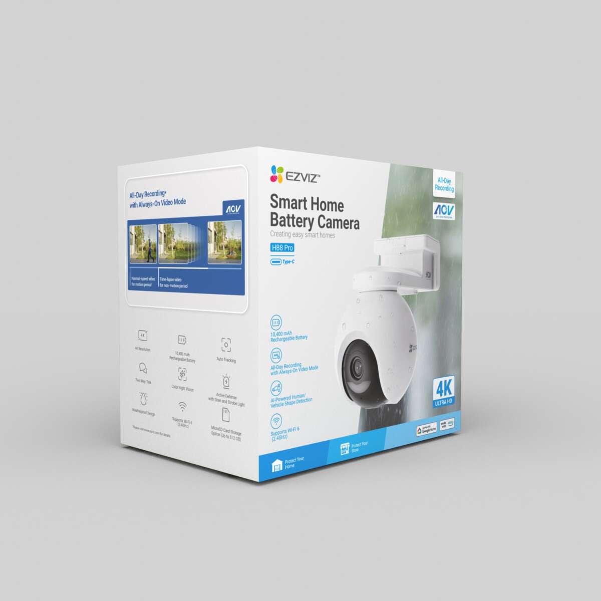 EZVIZ HB8 Pro 4K batteridrevet Wi-Fi sikkerhetskamera