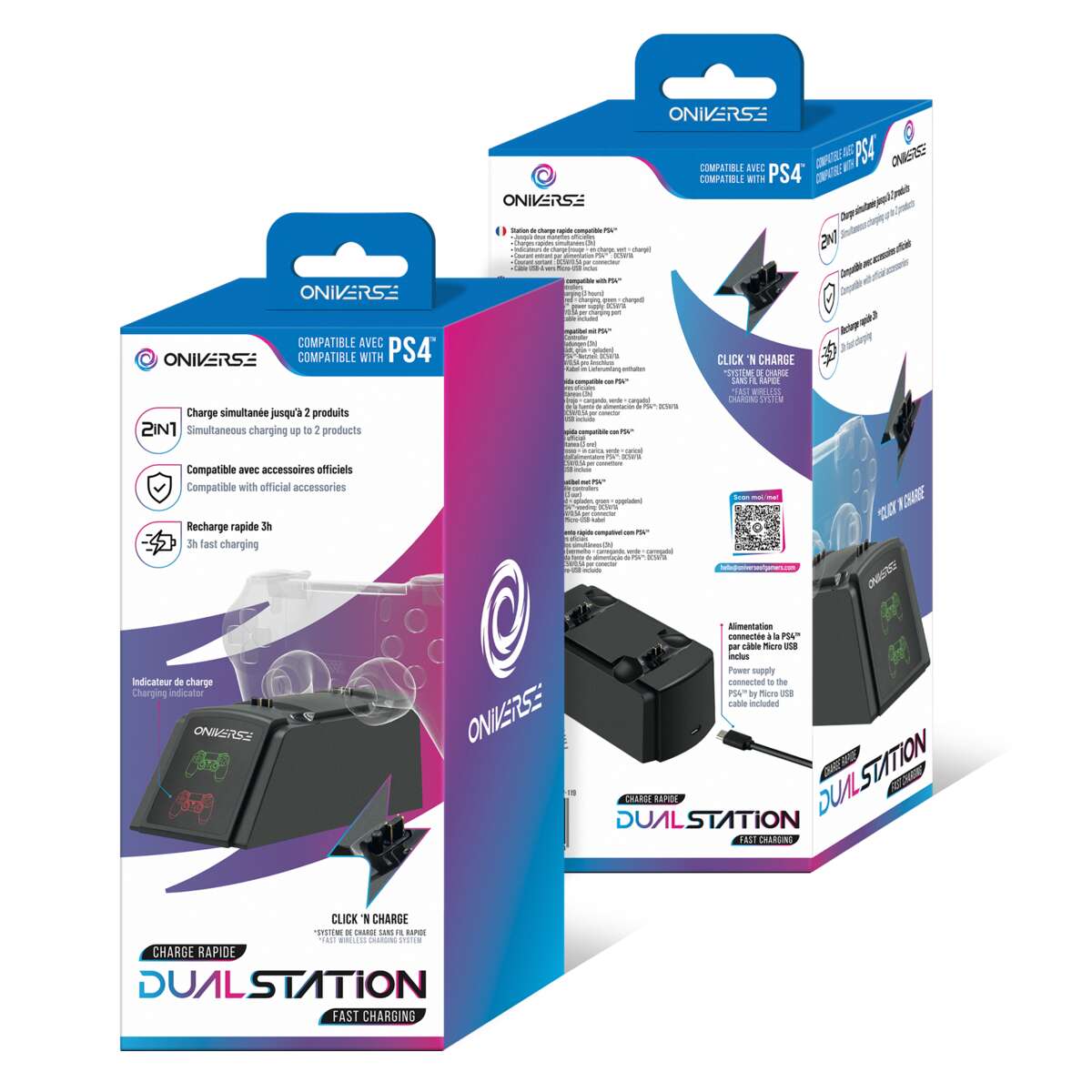ONIVERSE dobbel ladestasjon for PS4™-kontrollere