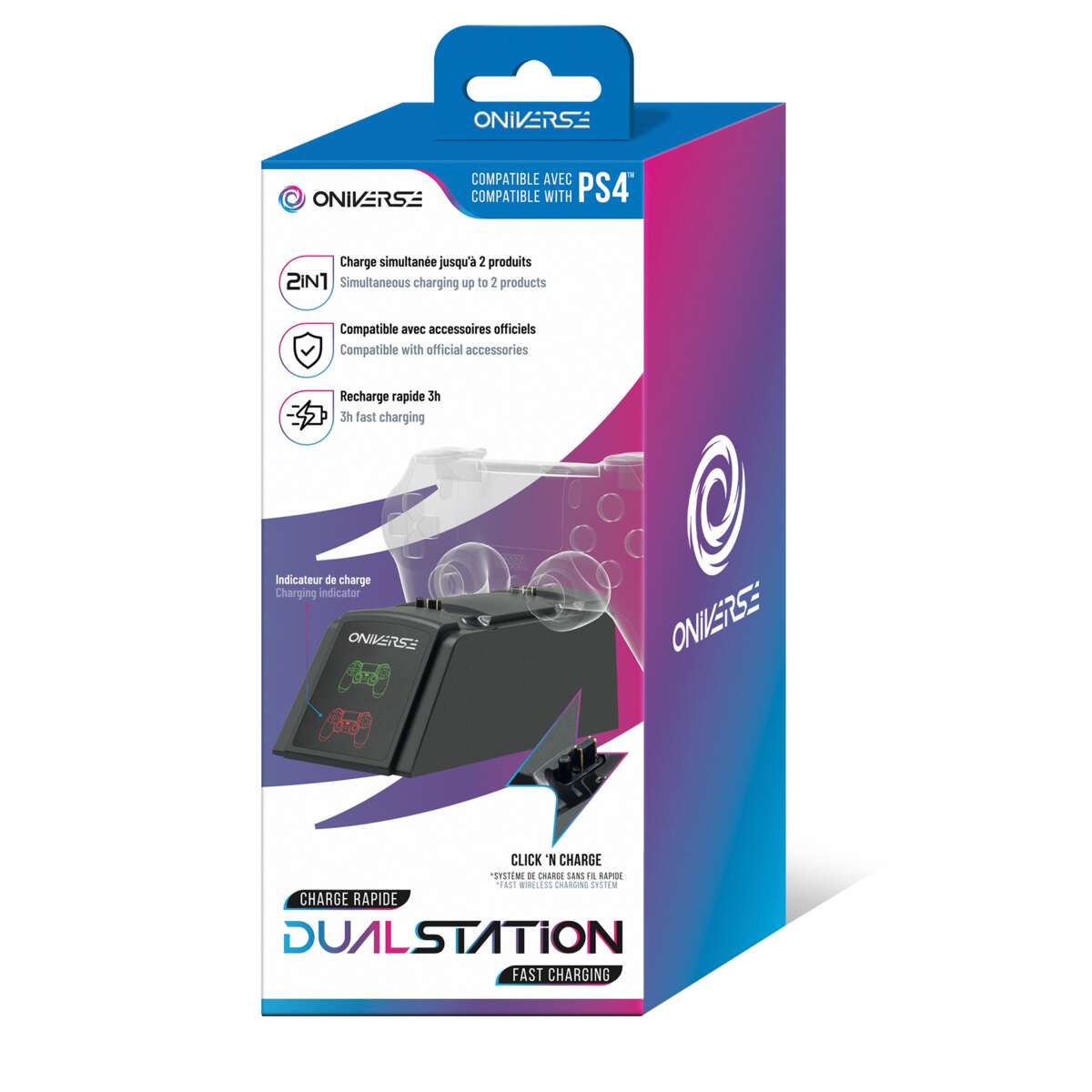 ONIVERSE dobbel ladestasjon for PS4™-kontrollere