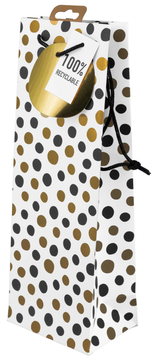 Flaskepose Hvit/prikker