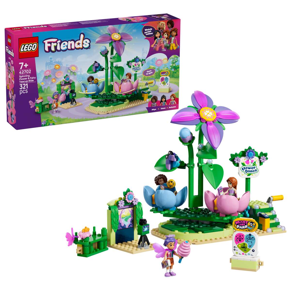 LEGO® Friends Snurrende tekoppkarusell med blomstertema 42702