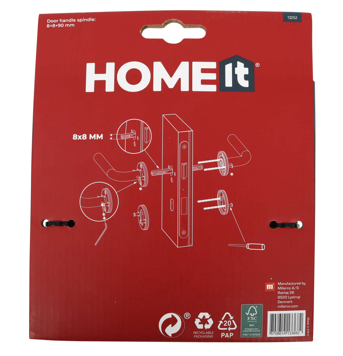 HOME It® dørhåndtak riflet L-grep, 19 mm