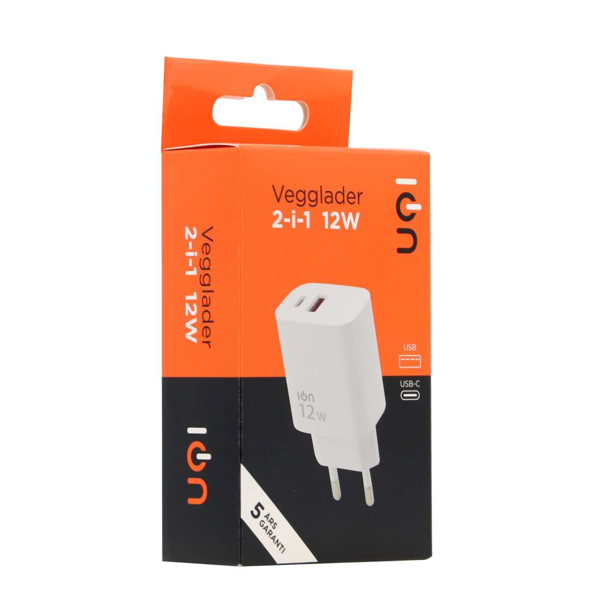 ION vegglader 12 W USB-A og USB-C