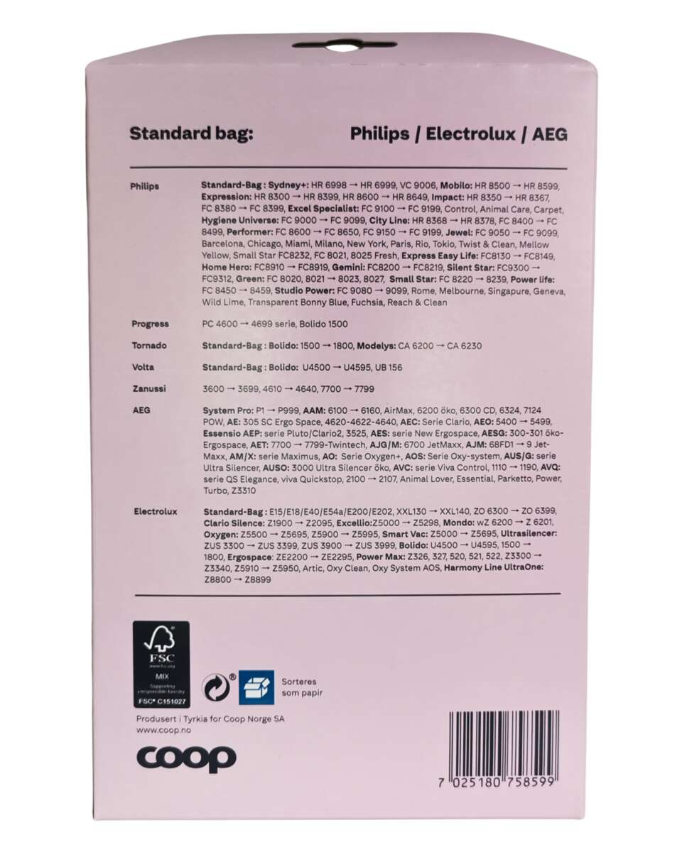 Coop EP støvsugerposer 4-pk til Philips/Electrolux/AEG