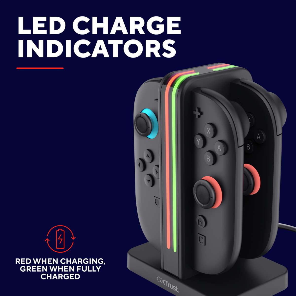 Trust GXT1256 4-i-1 ladestasjon for Nintendo Switch™ Joy-Con™ 2