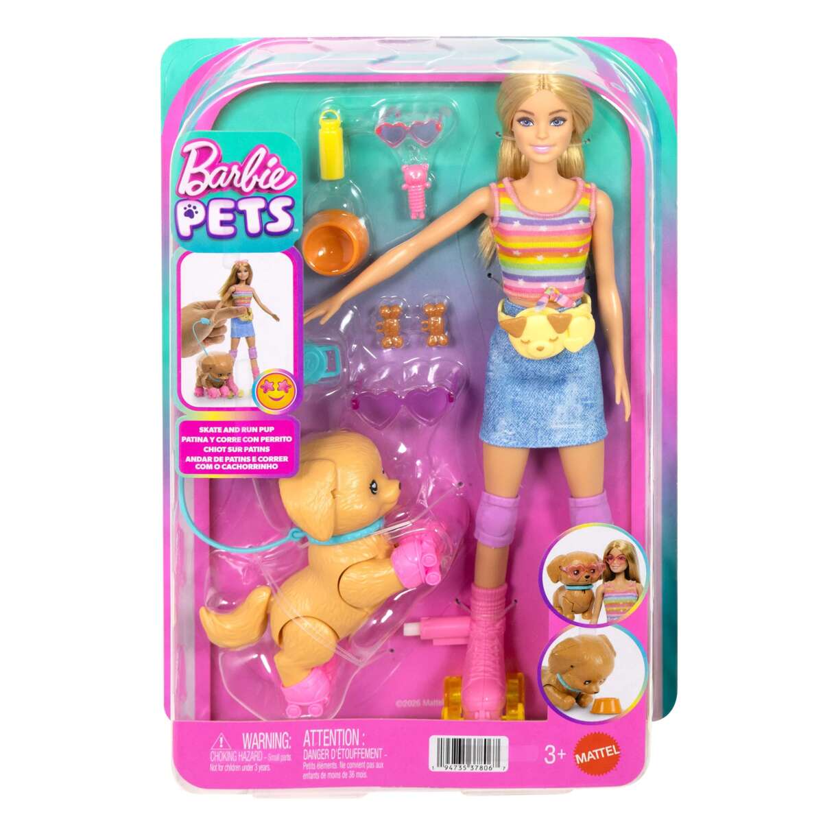 Barbie® Skate and Run Pup dukke med hund