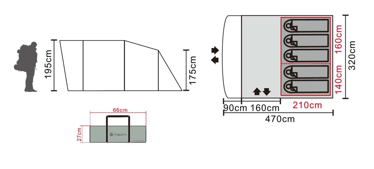 Frisport KomfortCamp 5 tunneltelt