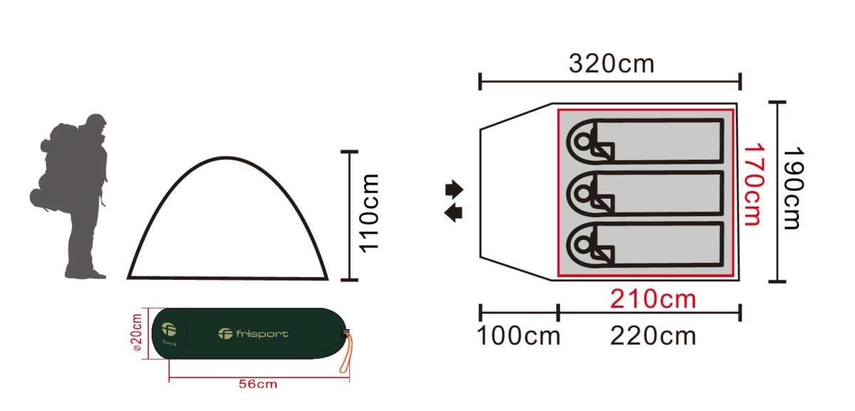 Frisport Tinde 3 tunneltelt