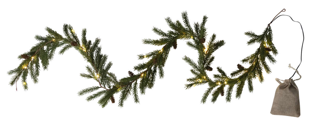 Girlander med kongler og lys