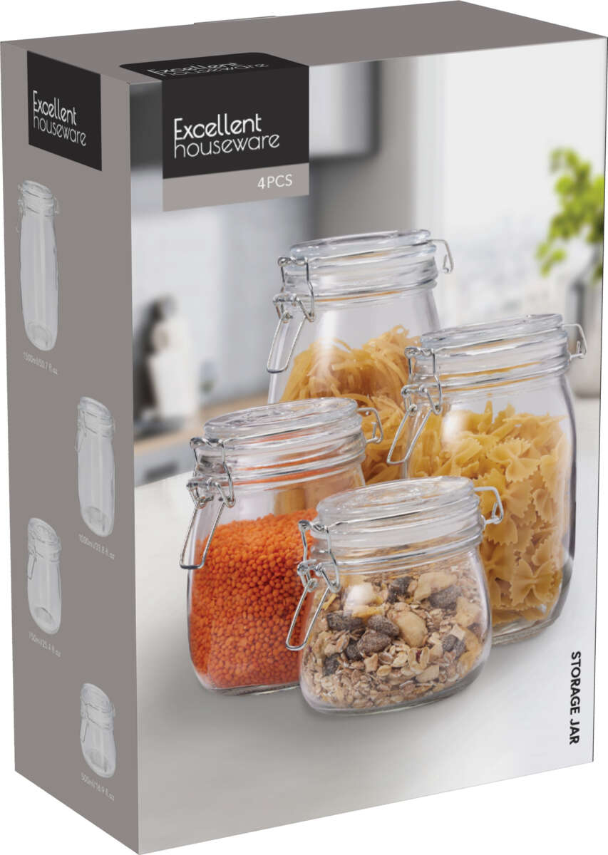 Glasskrukker 4 pk med lokk