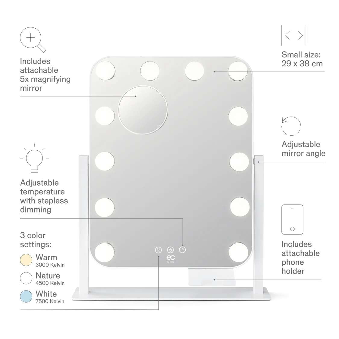 EC by Wilfa Shine MI3W-D29 sminkespeil