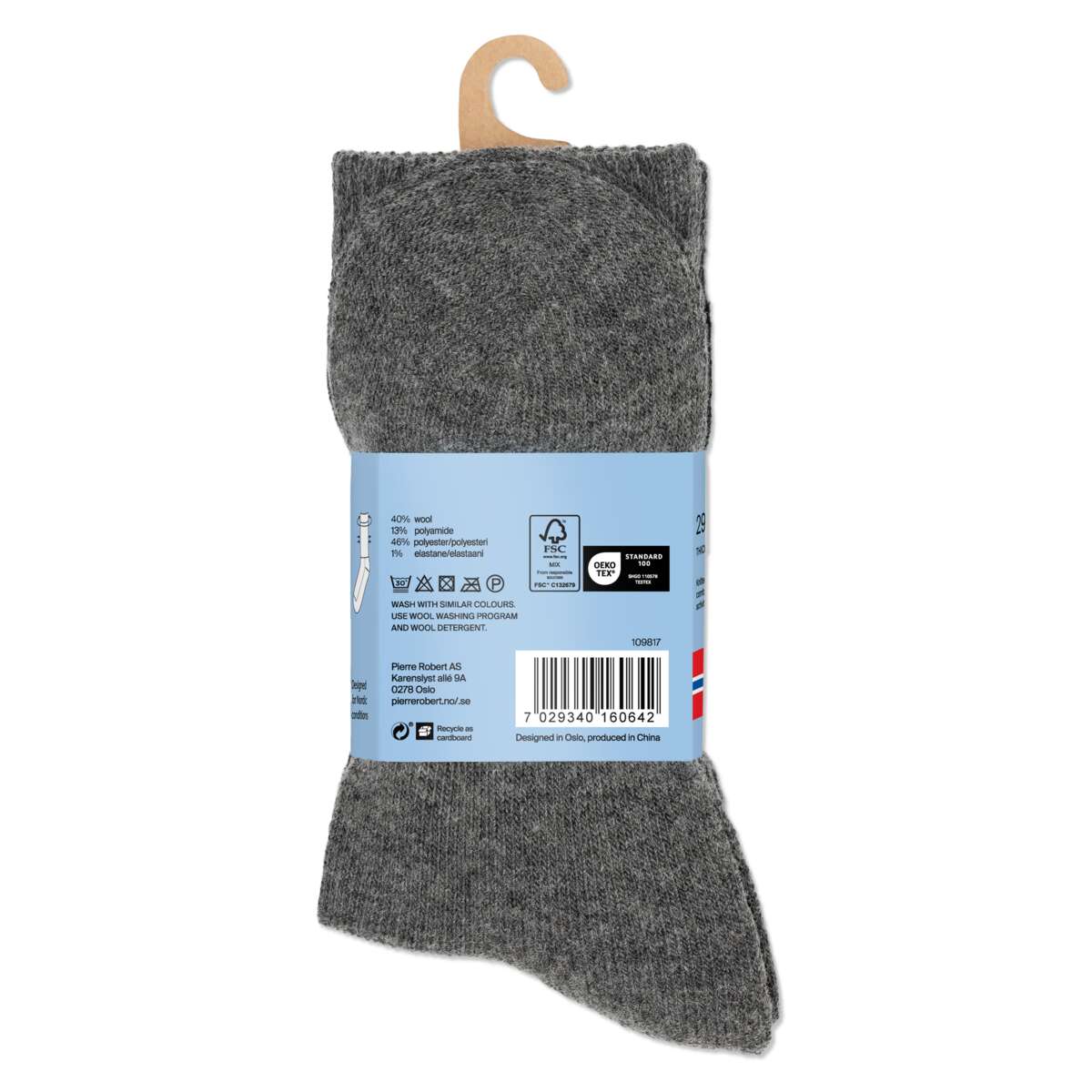 Pierre Robert tykk ullsokk 2-pk barn