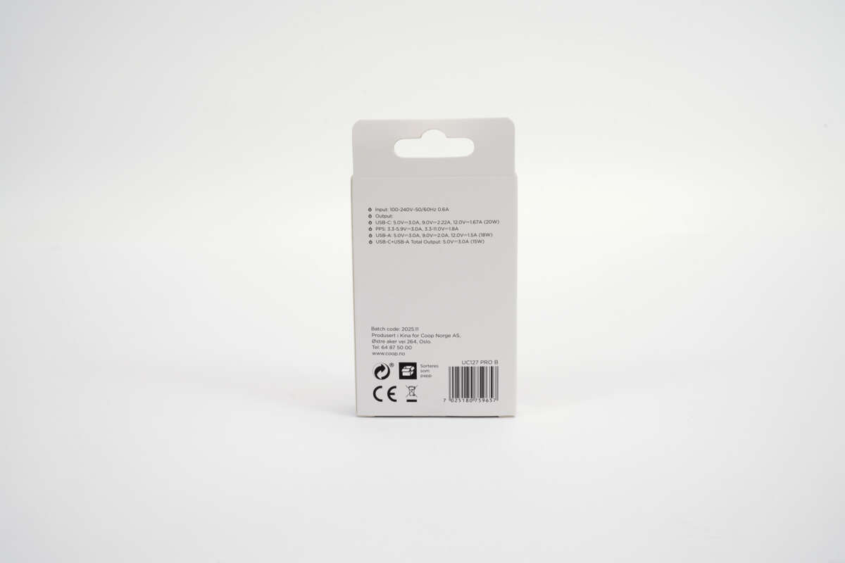 ION Pro UC127 PRO B 20W vegglader USB-C/USB-A