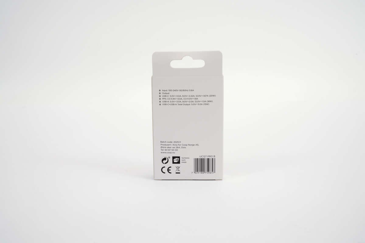 ION Pro UC127 PRO B 20W vegglader USB-C/USB-A