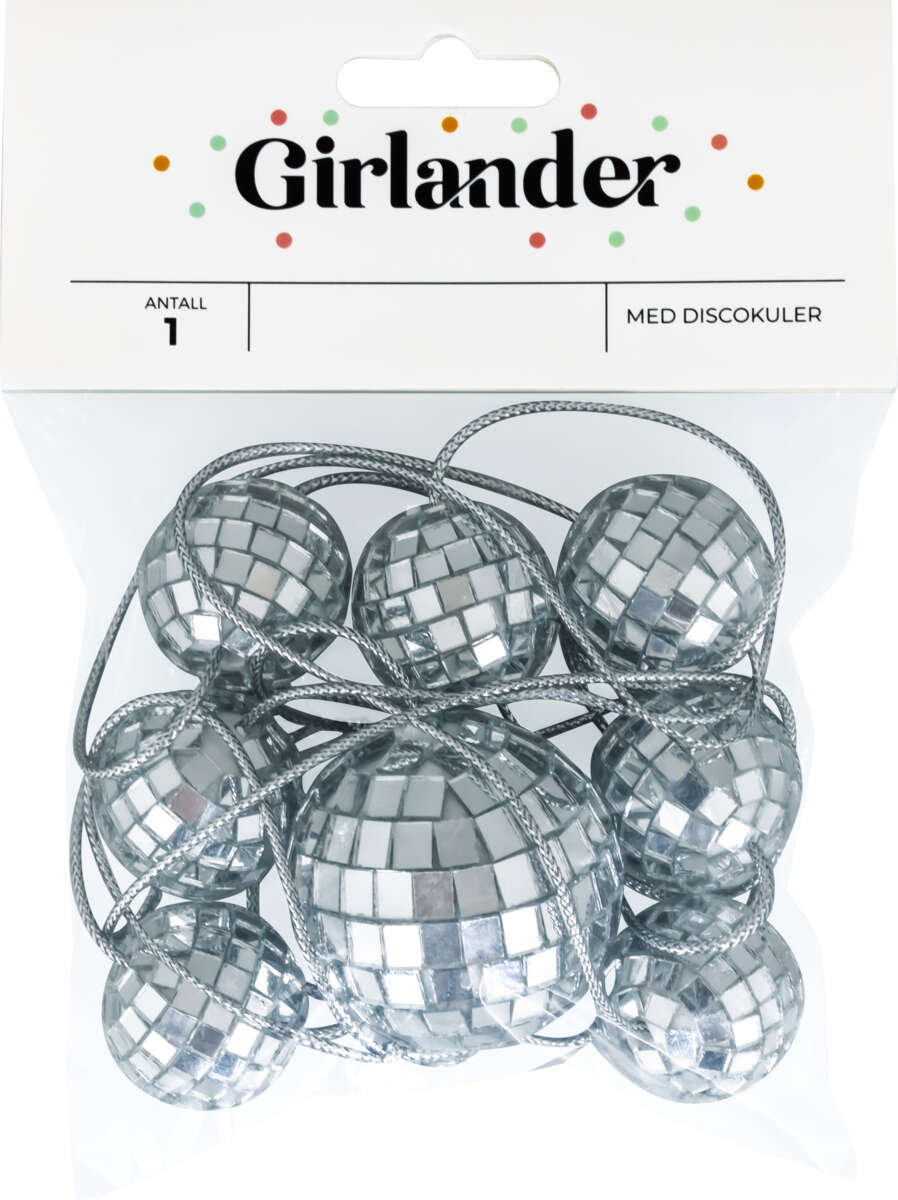 Girlander med discokuler 1,5 m