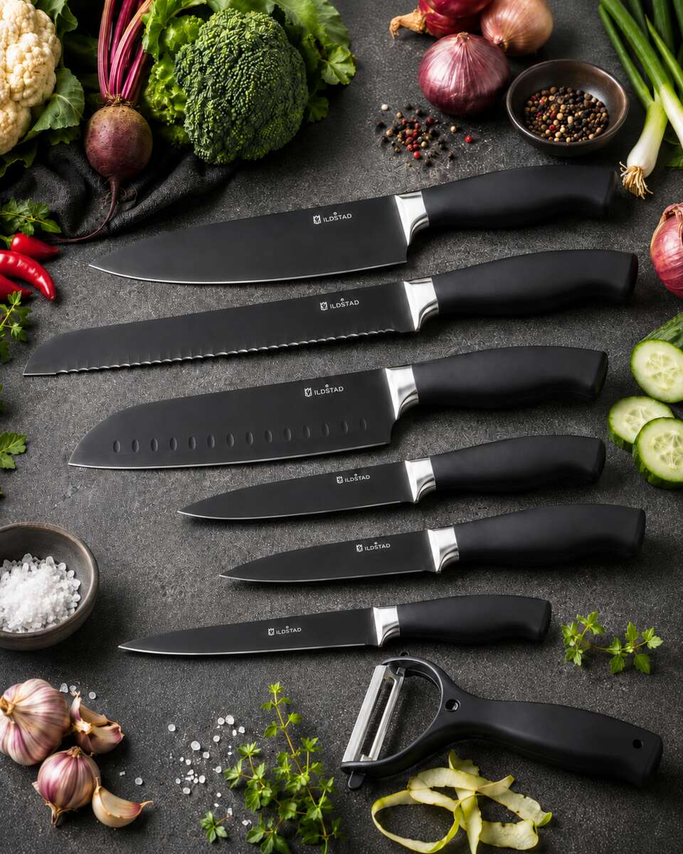 Ildstad knivsett 7 deler