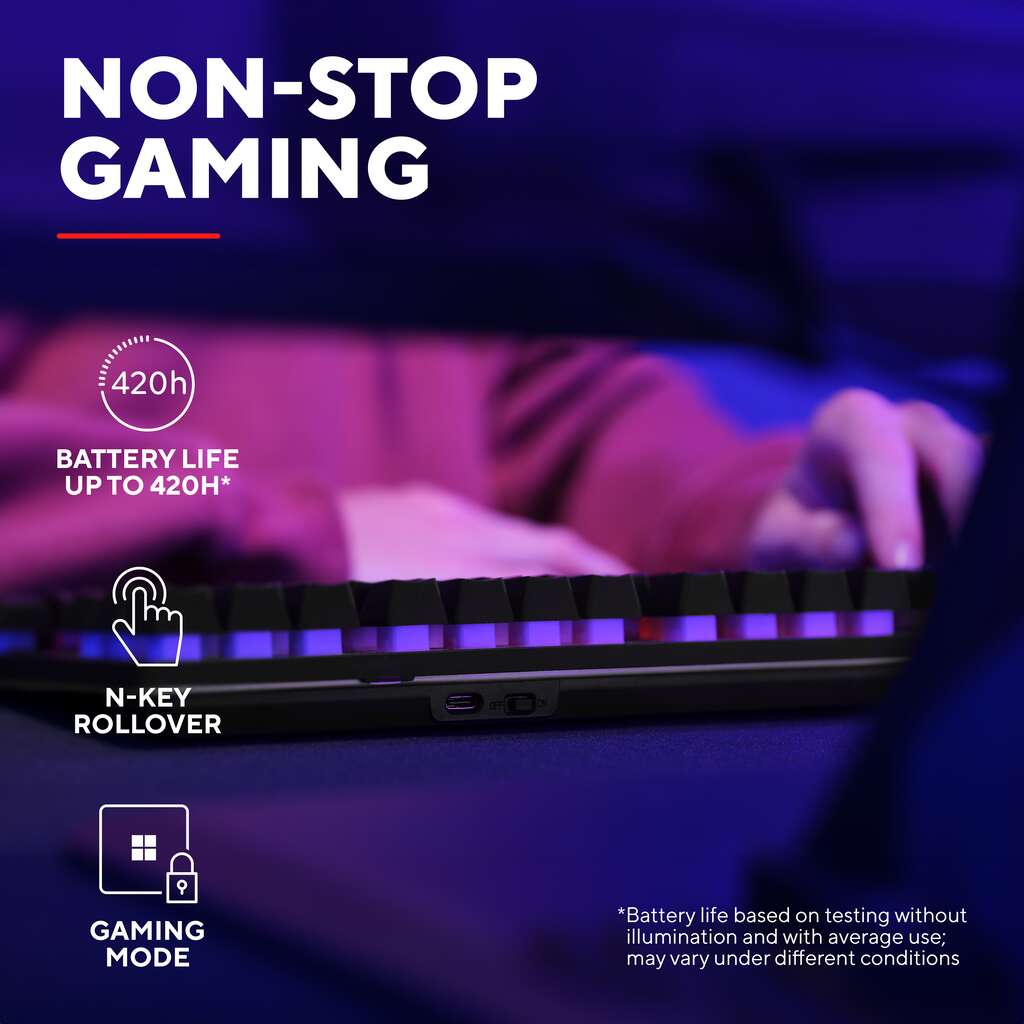 Trust GXT 831 Thado trådløst TKL gamingtastatur