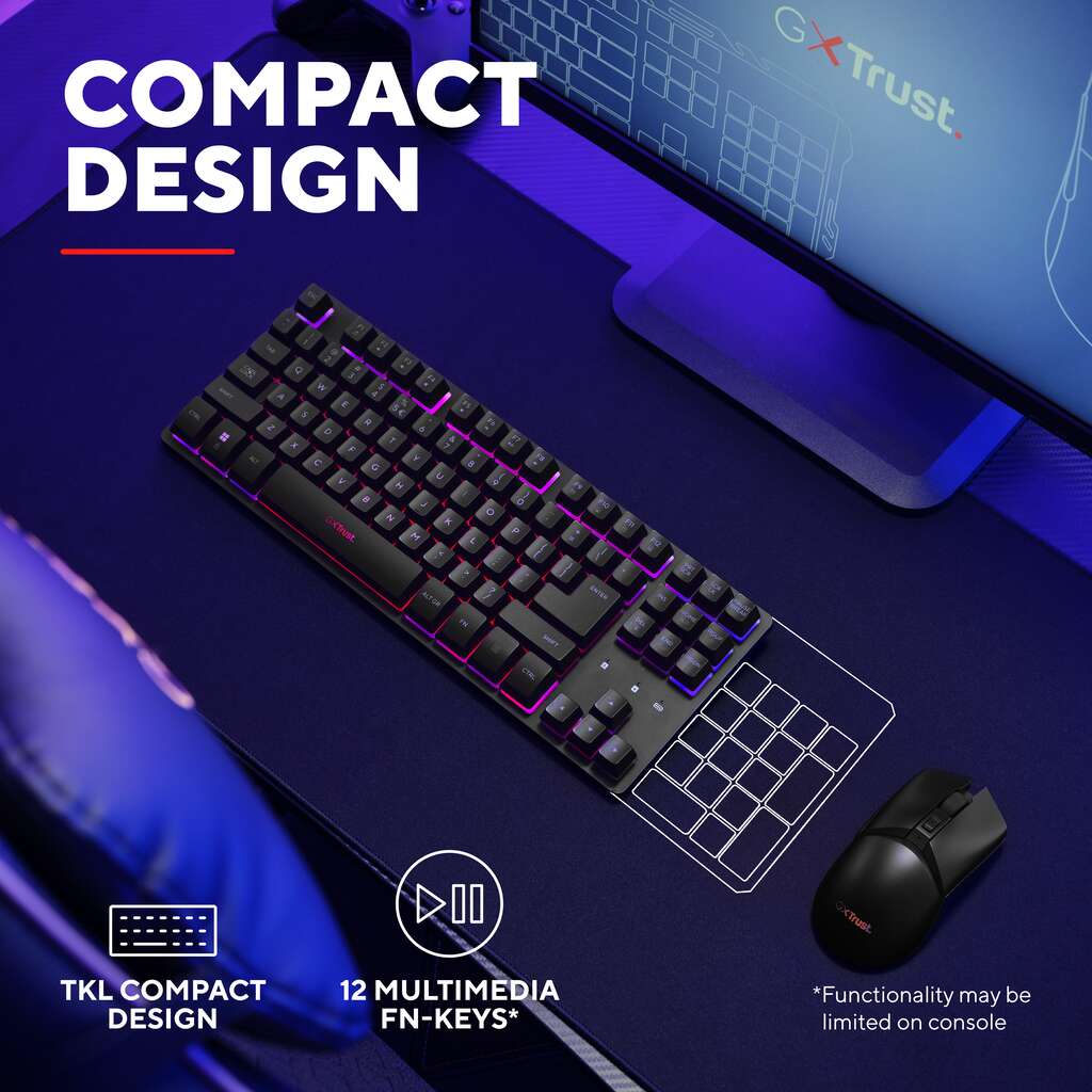 Trust GXT 831 Thado trådløst TKL gamingtastatur