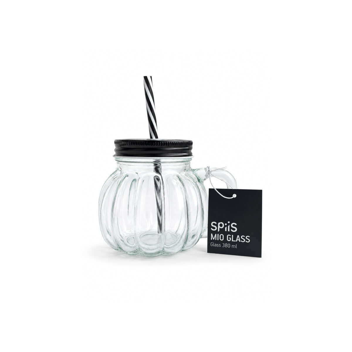 SPiiS glasskrus med sugerør og lokk