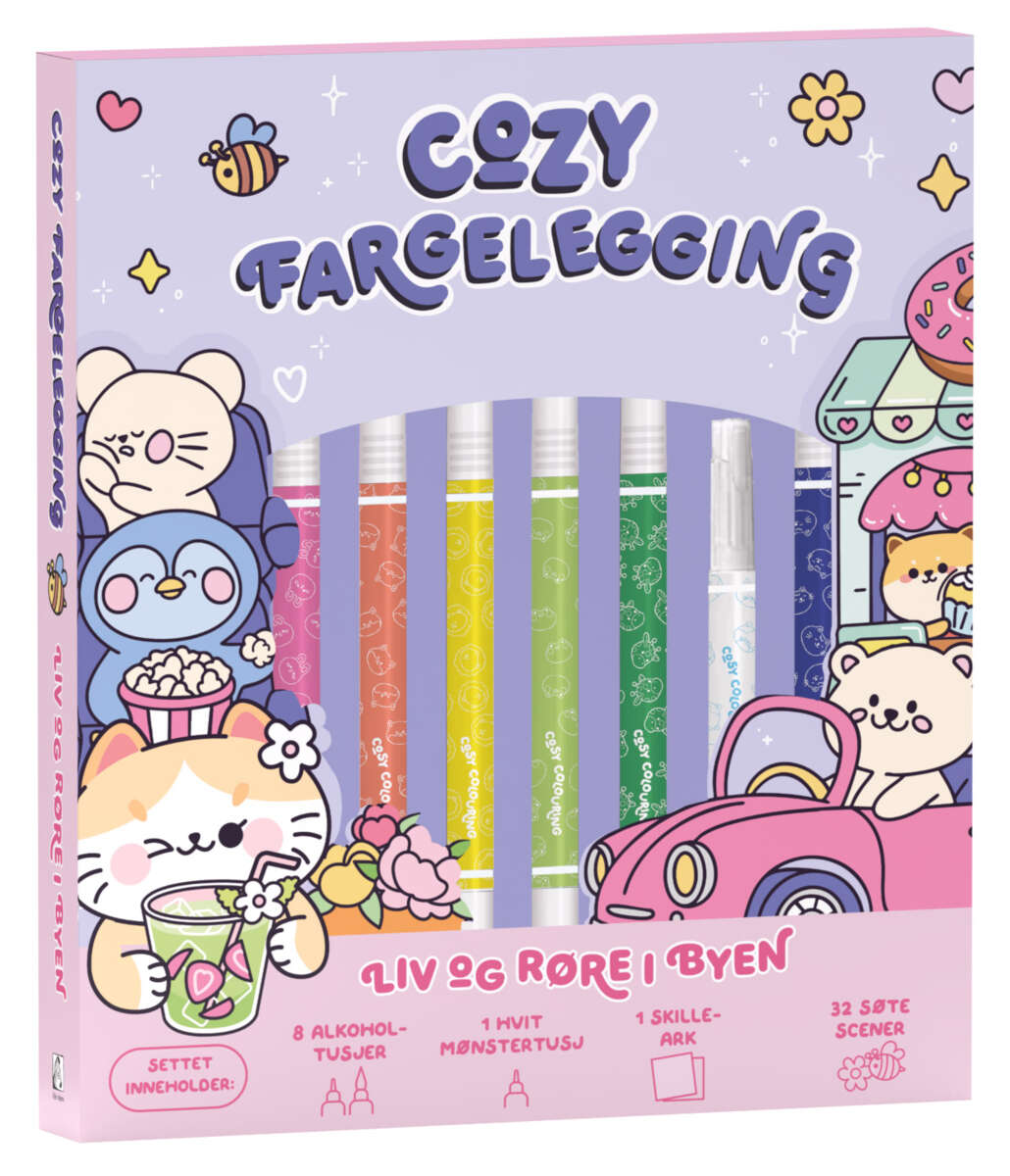 Cozy fargelegging Liv og røre i byen fargeleggingssett