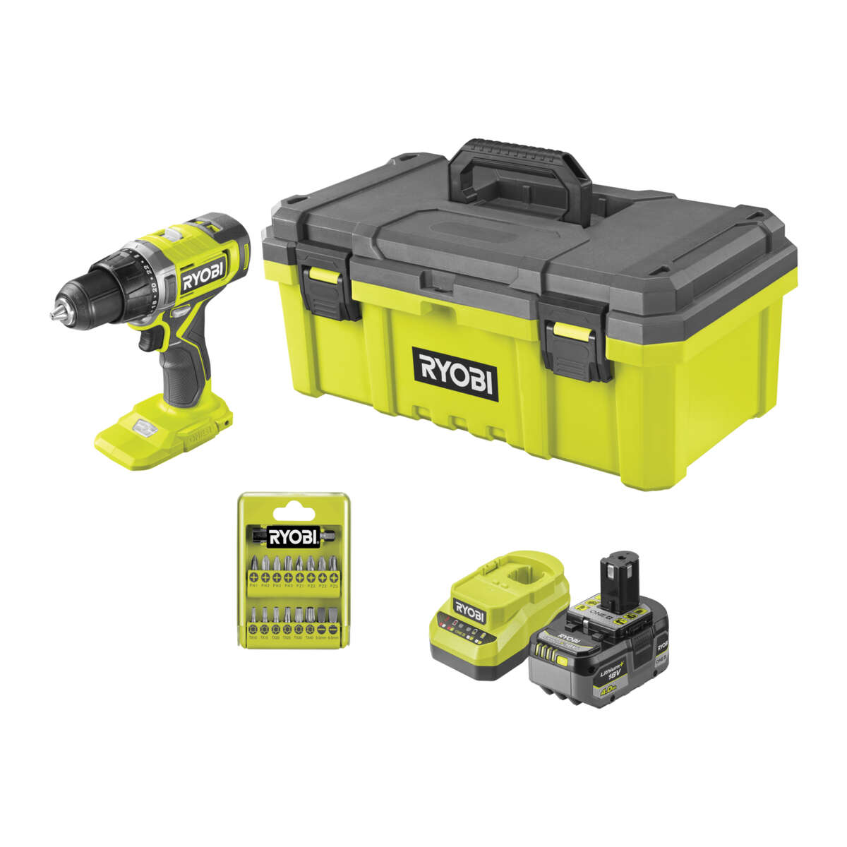 Ryobi ONE+ RDD18-140TA17 bor/skrutrekker sett m/batteri