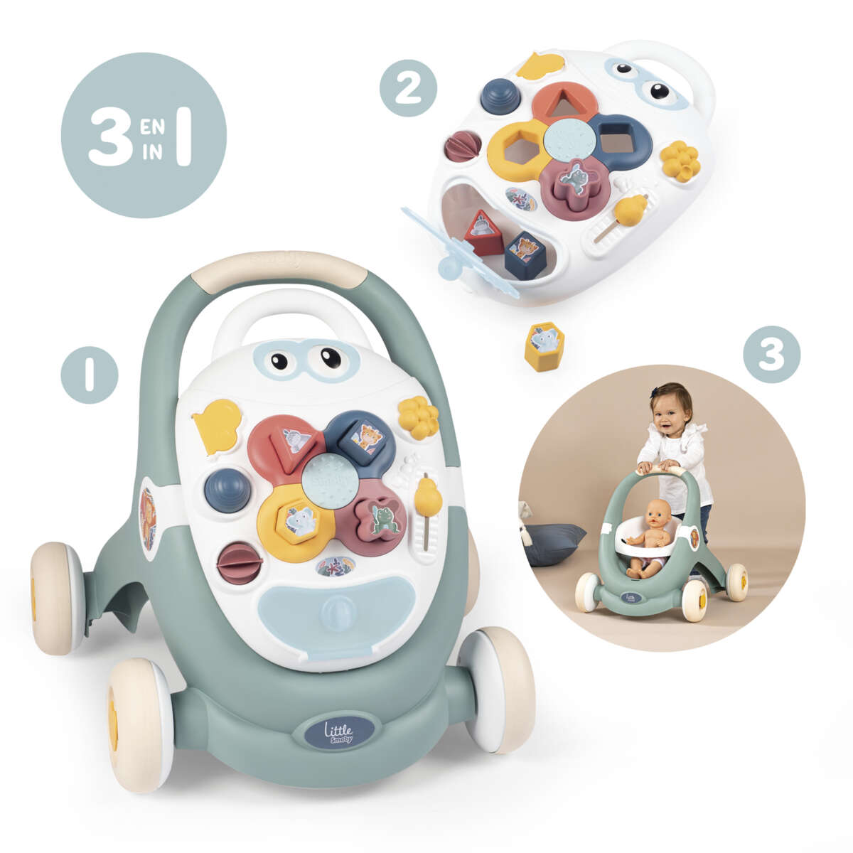 Little Smoby 3-i-1 gåvogn