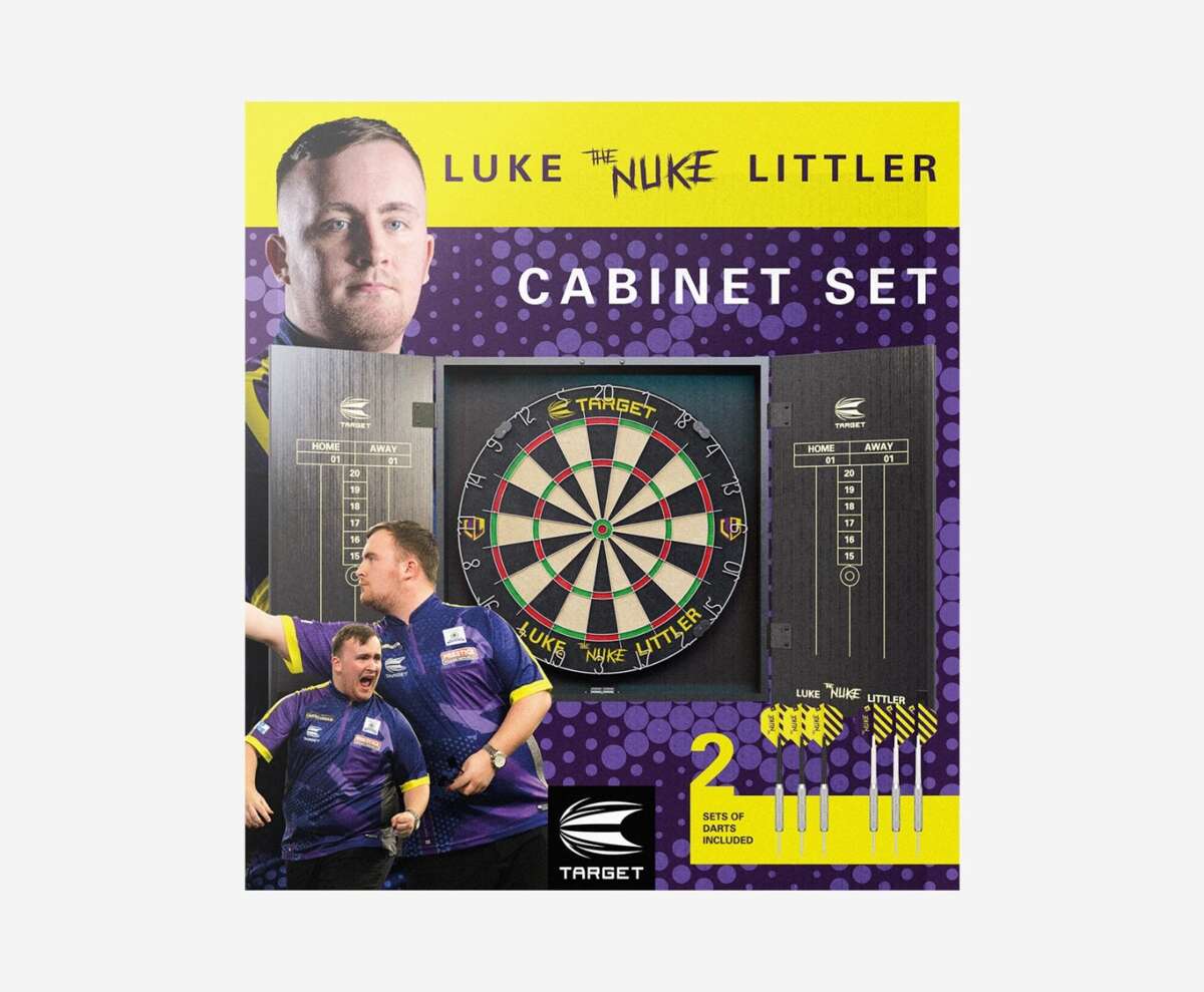 Target Luke Littler «The Nuke» dartskap med dartskive og 6 piler