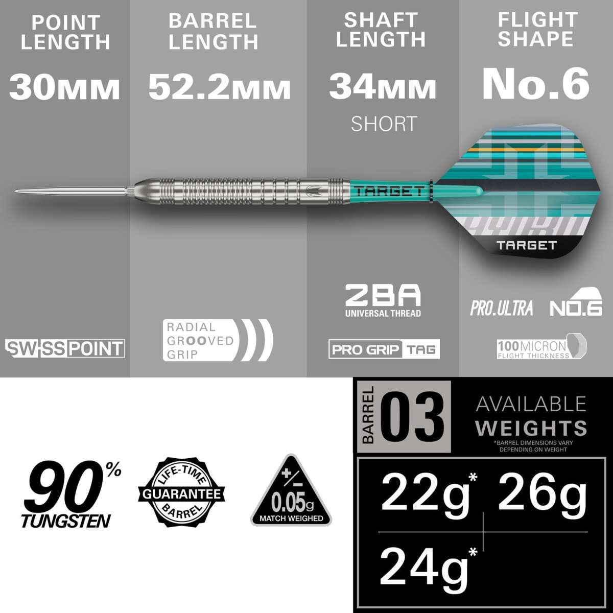 Target Hydro 03 dartpiler steel tip 24 g 3pk