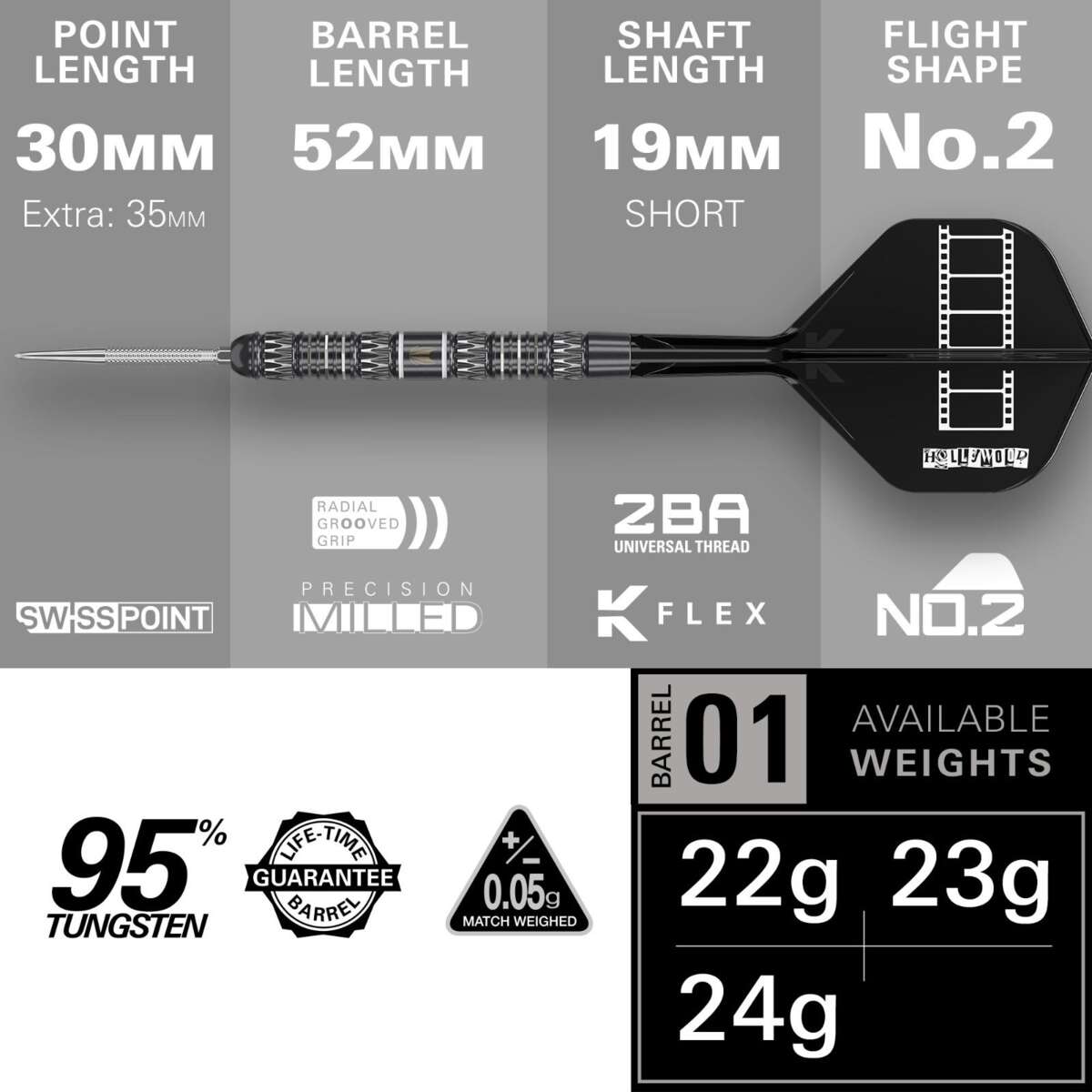 Target Chris Dobey 95K dartpiler steel tip 24 g