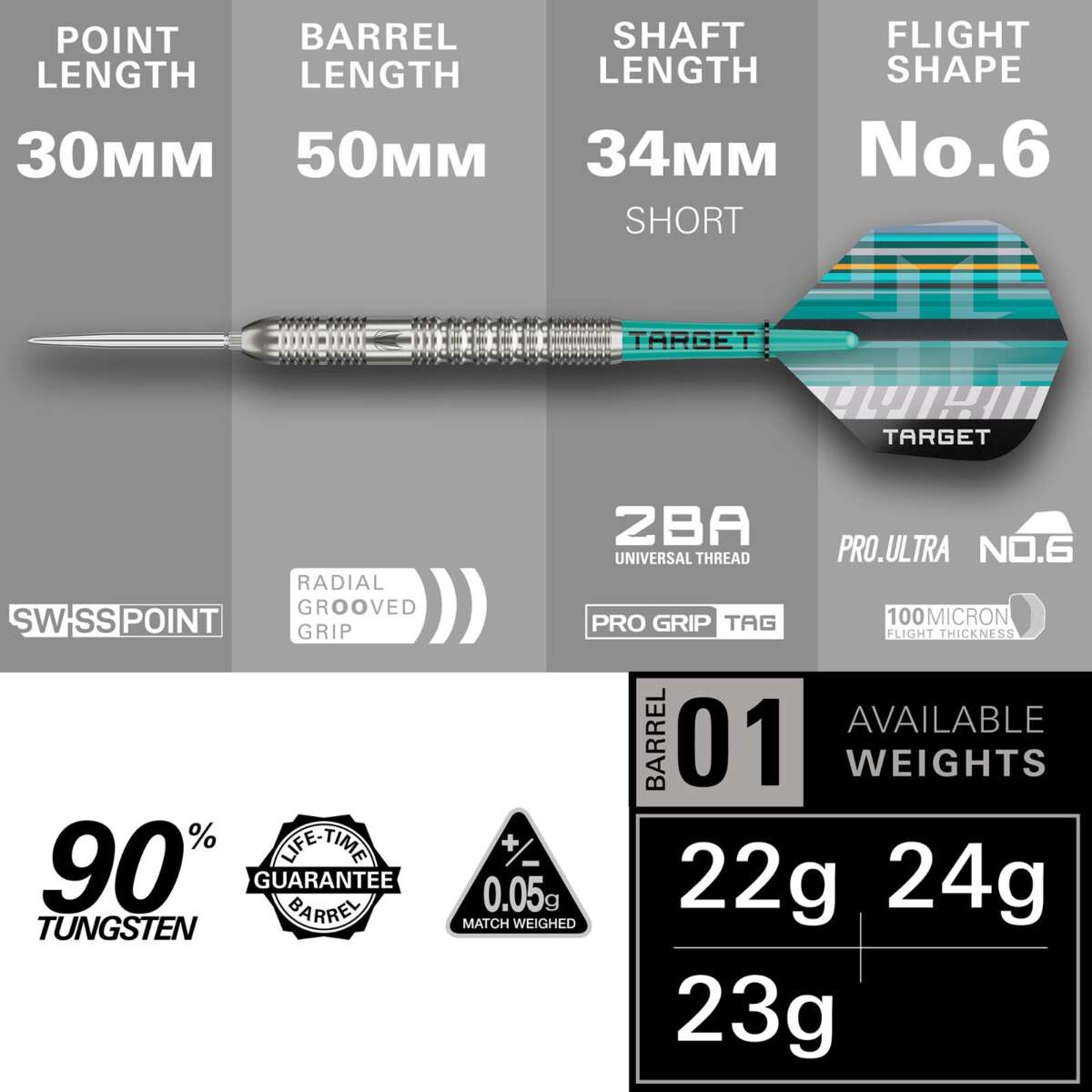 Target Hydro 01 dartpiler steel tip 24 g 3pk