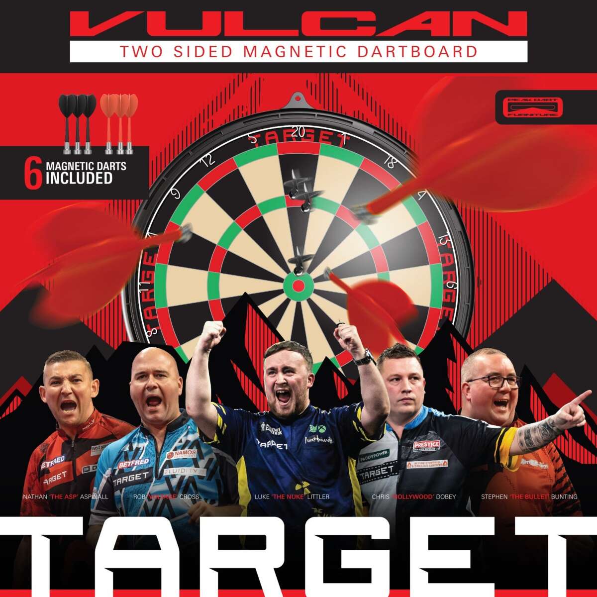 Target Vulcan magnetisk dartskive med 6 piler
