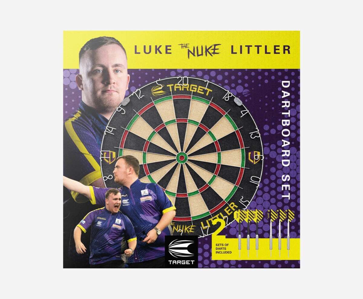Target Luke Littler dartskivesett med 6 dartpiler