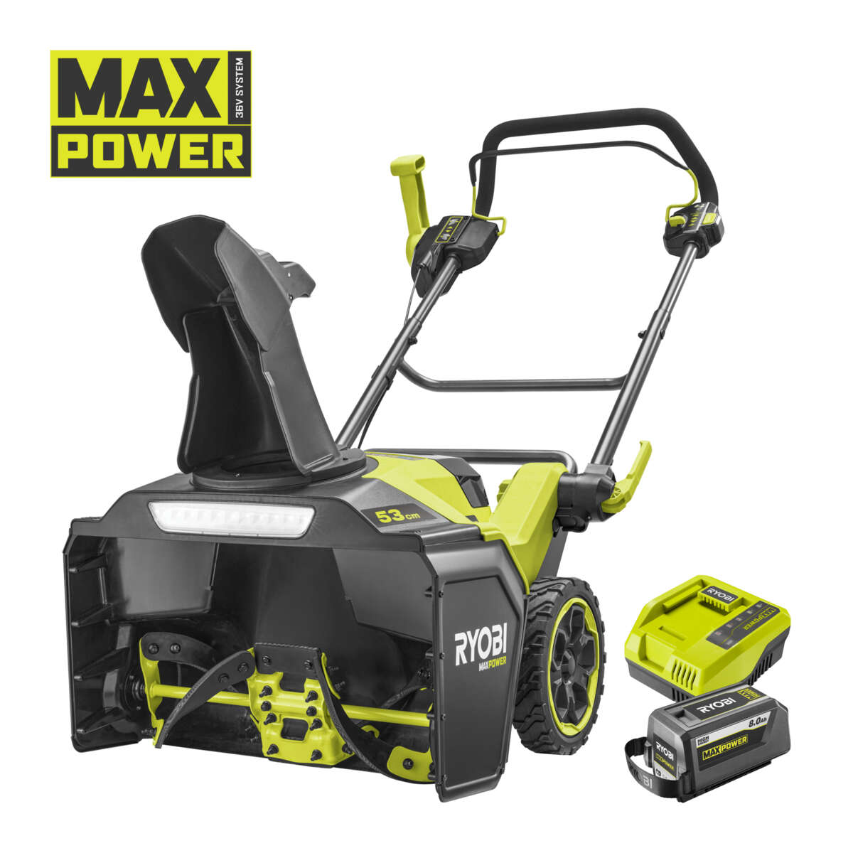 Ryobi Max Power RY36STX53B-180 snøfreser m/batteri