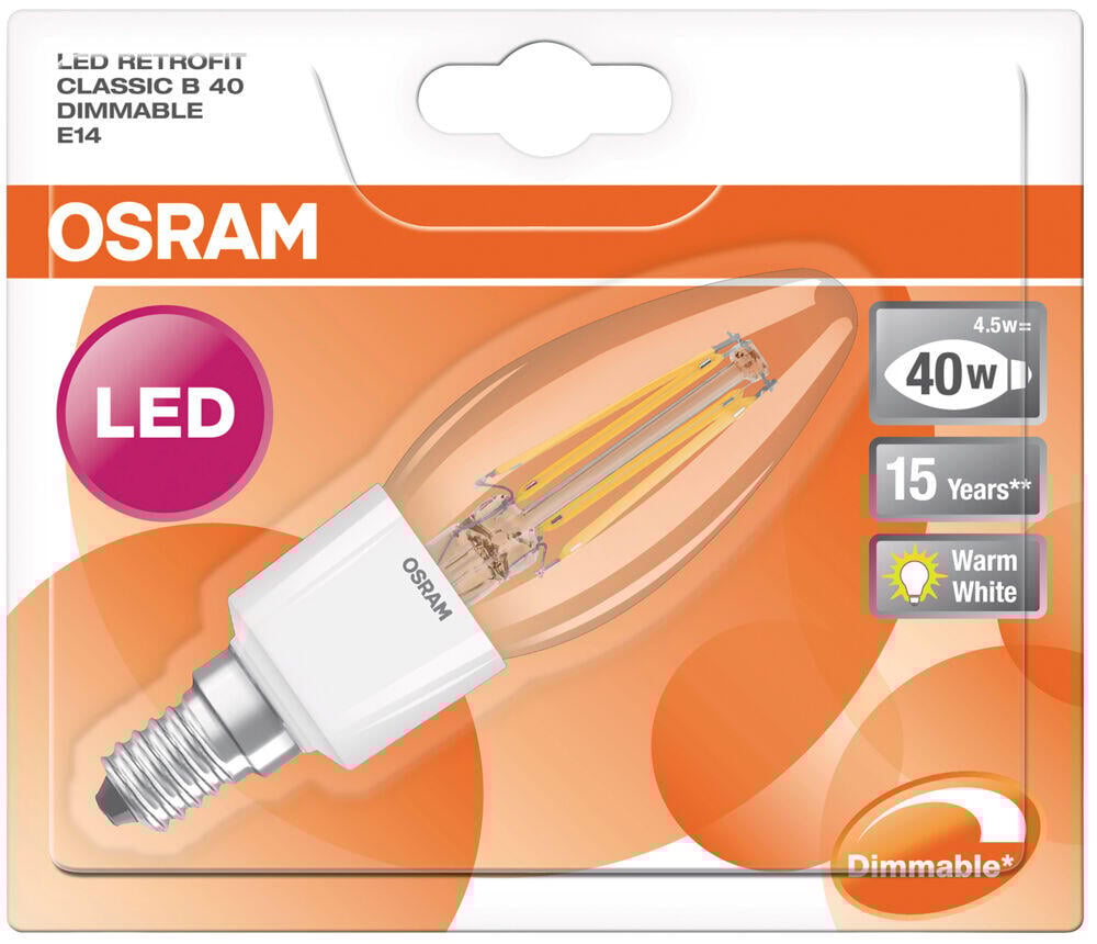 Osram LED Retrofit CLASSIC B DIM 40 4,5W E14