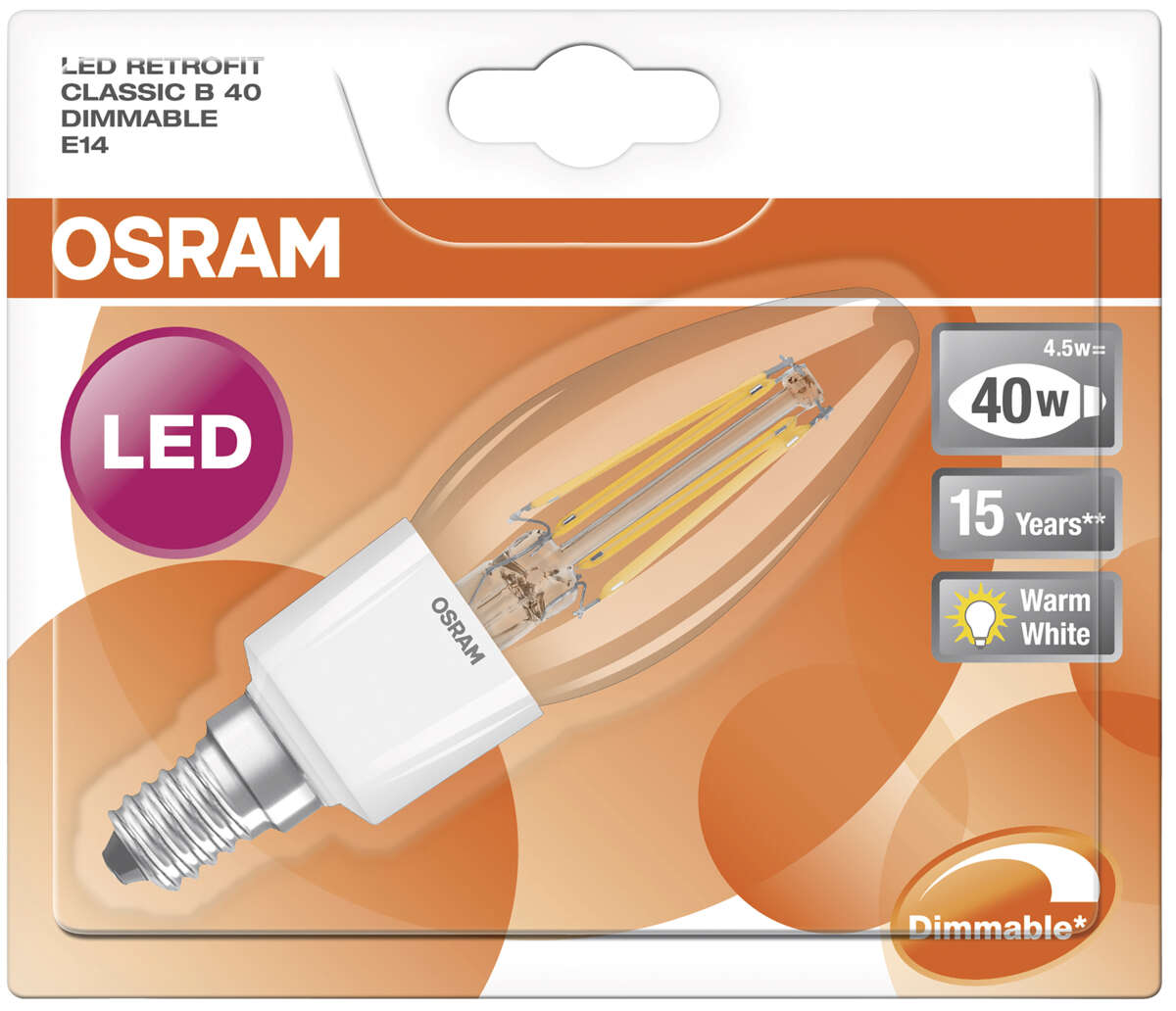 Osram LED Retrofit CLASSIC B DIM 40 4,5W E14
