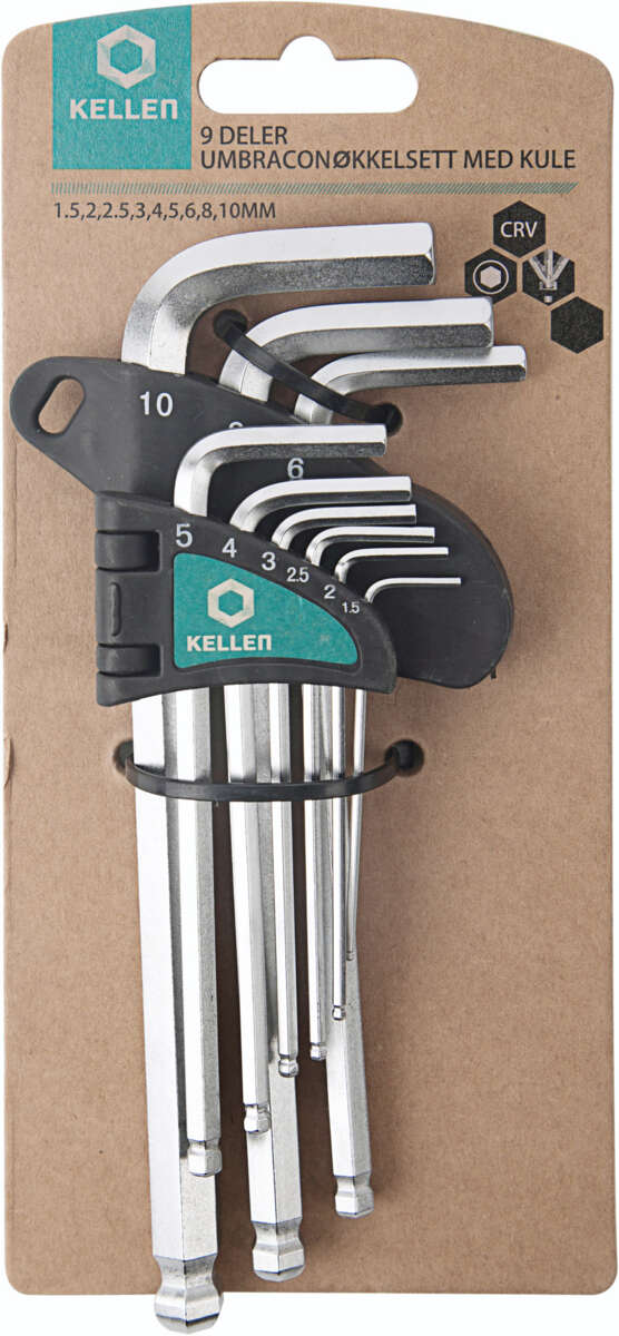 Kellen sekskantnøkkelsett 9 deler