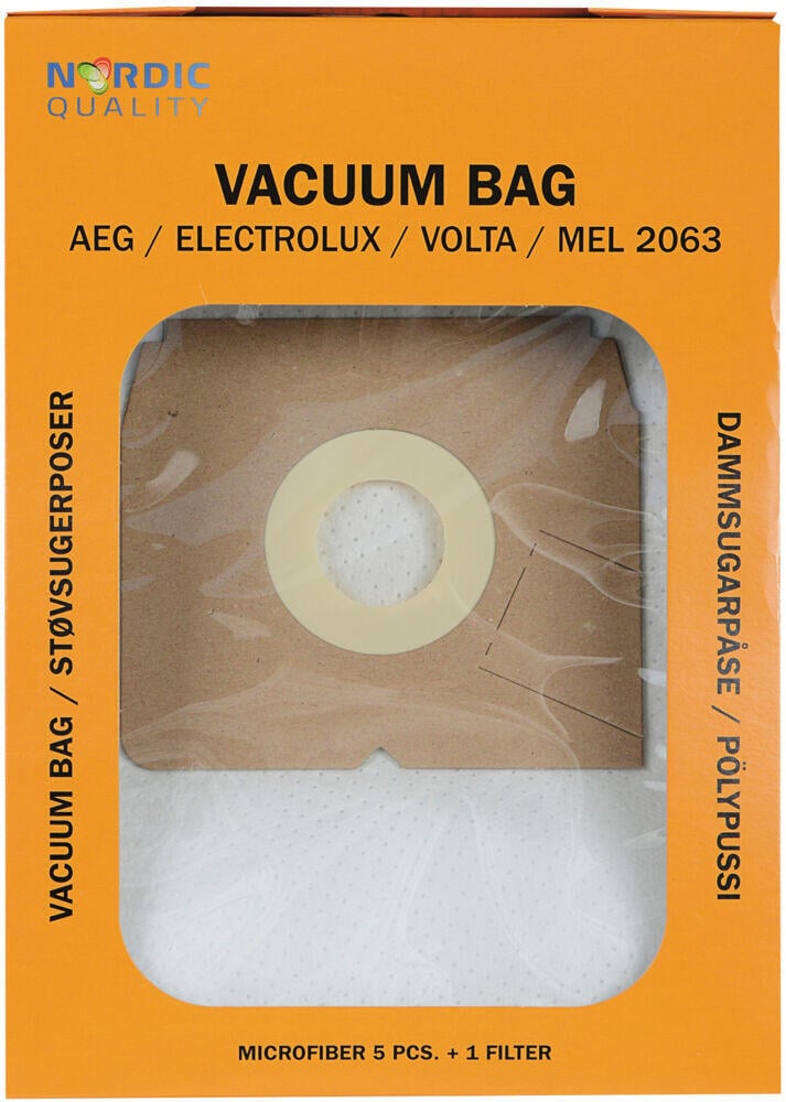 MEL 2063 støvsugerposer 5pk + 1 filter