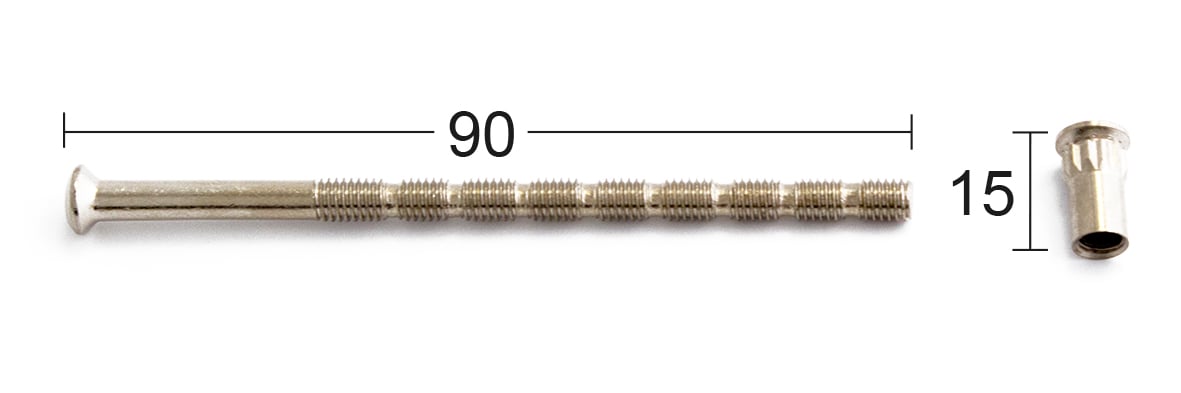 Kappeskrue med hylsemutter 90 mm M5